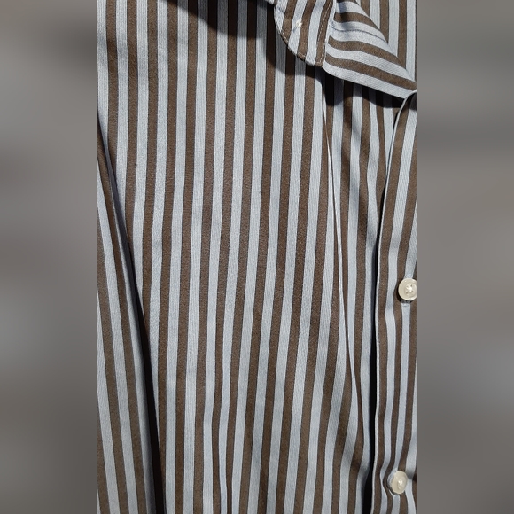 Hudson Room Men's Button Dress Shirt 17 1/2 36 Stiped Long Sleeve Front Pocket - Picture 3 of 6